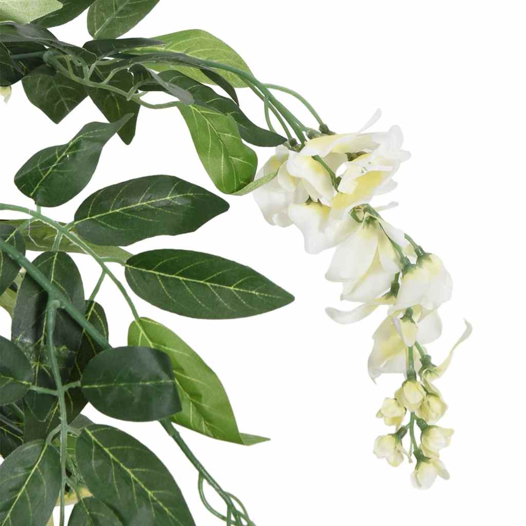 Árbol de wisteria artificial 1260 hojas verde y blanco 180 cm