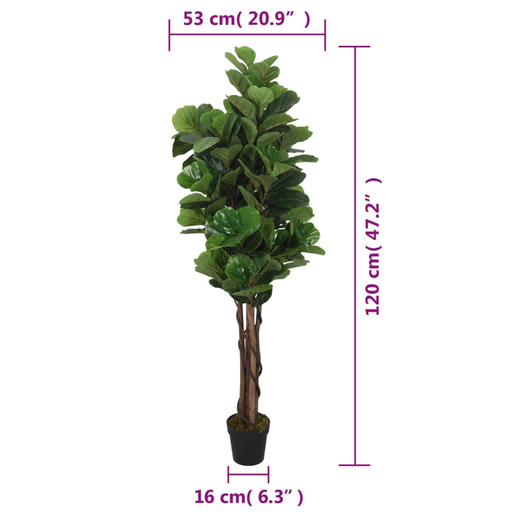 Higuera de hojas de violín artificial 134 hojas verde 80 cm
