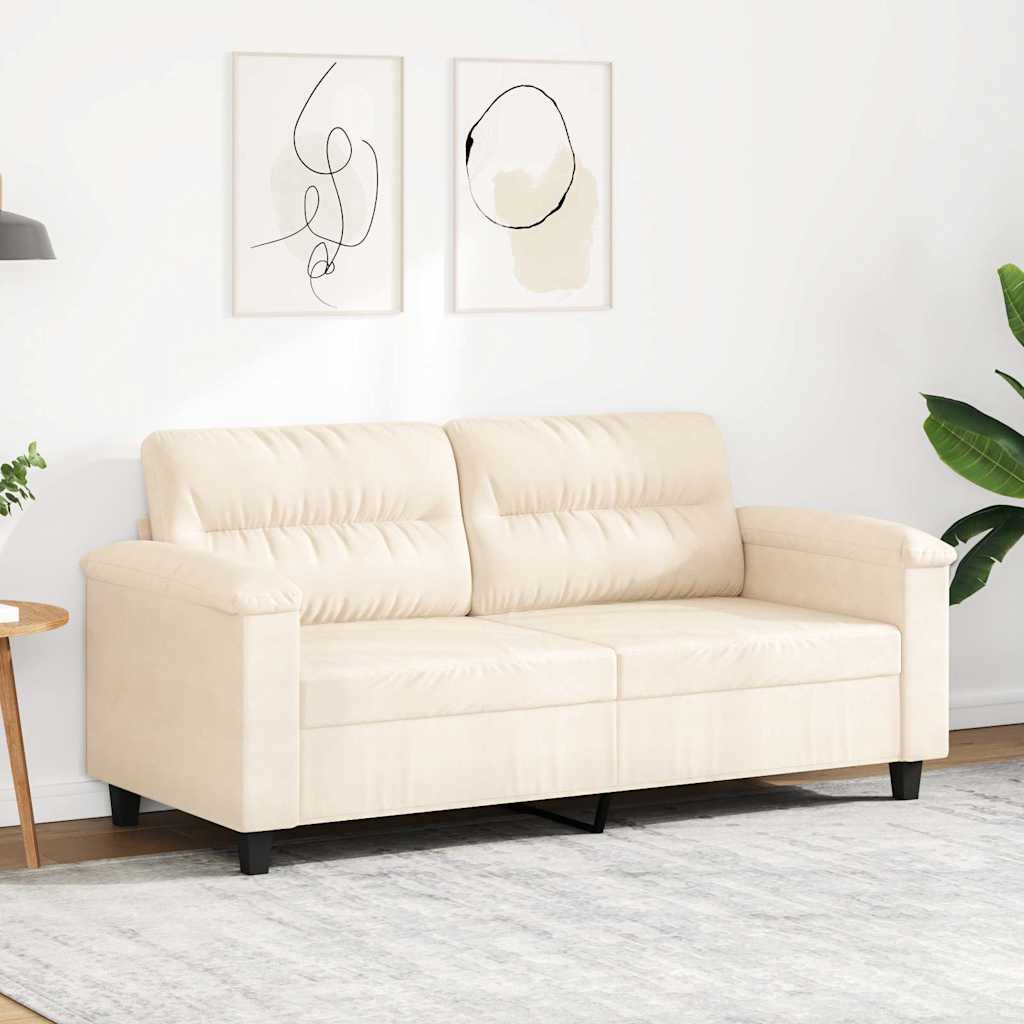 Sofá 2 plazas almohadas y cojines terciopelo gris claro 140 cm