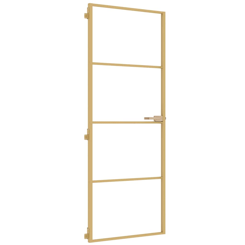 Golden interior door tempered glass and aluminum 76x201.5cm