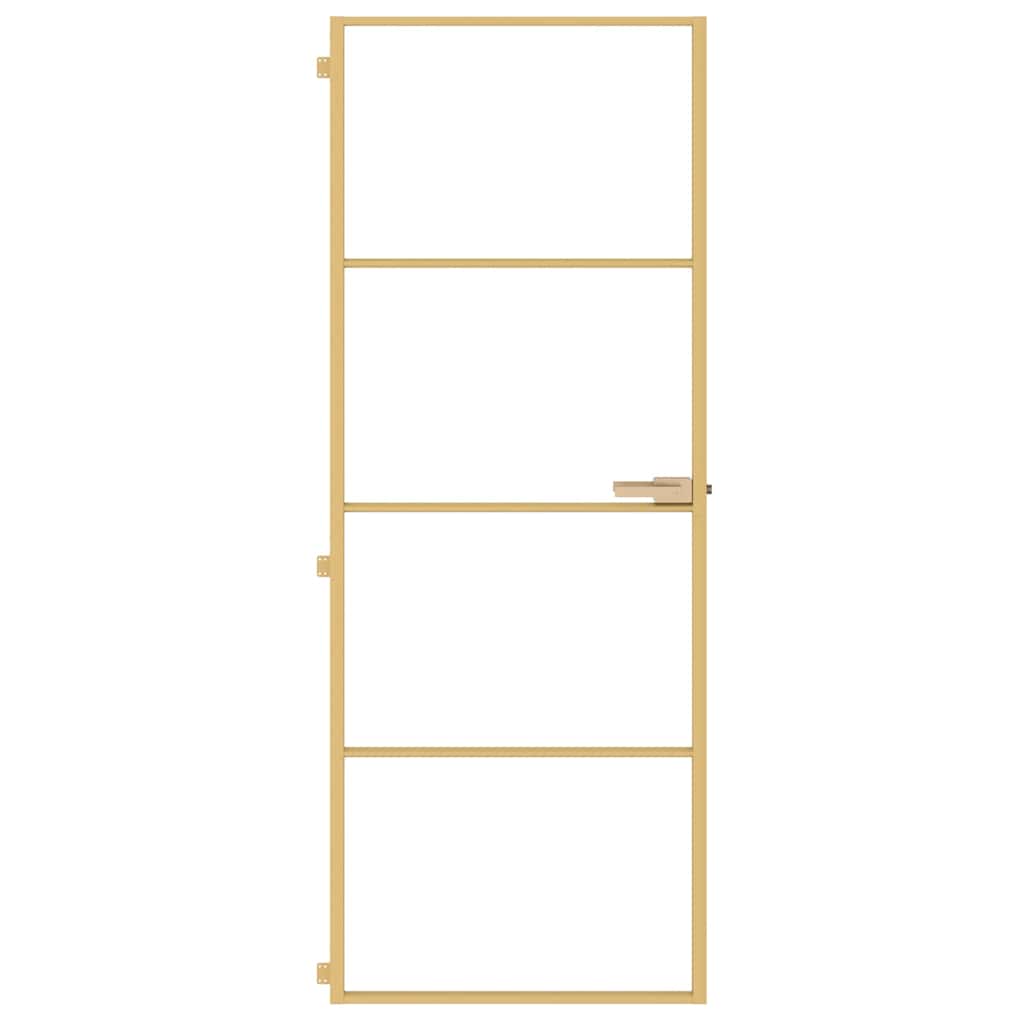 Golden interior door tempered glass and aluminum 76x201.5cm