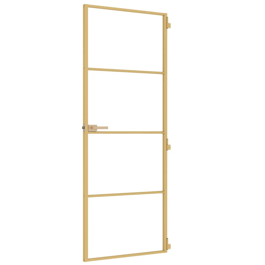 Golden interior door tempered glass and aluminum 76x201.5cm