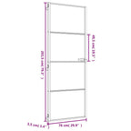 Golden interior door tempered glass and aluminum 76x201.5cm