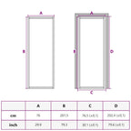 Golden interior door tempered glass and aluminum 76x201.5cm