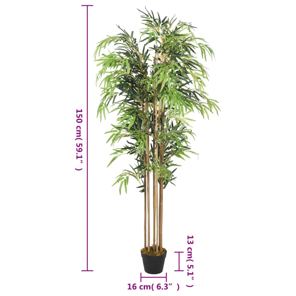Árbol de bambú artificial con 1095 hojas verde 150 cm