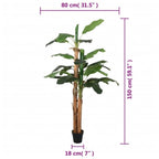 Árbol de plátano artificial 18 hojas verde 150 cm