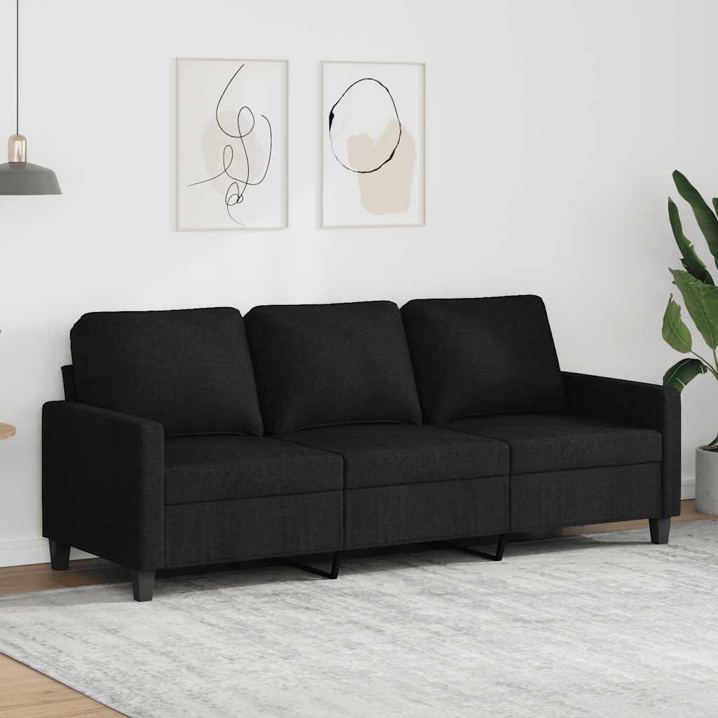 Sofá de 3 plazas de tela negro 180 cm