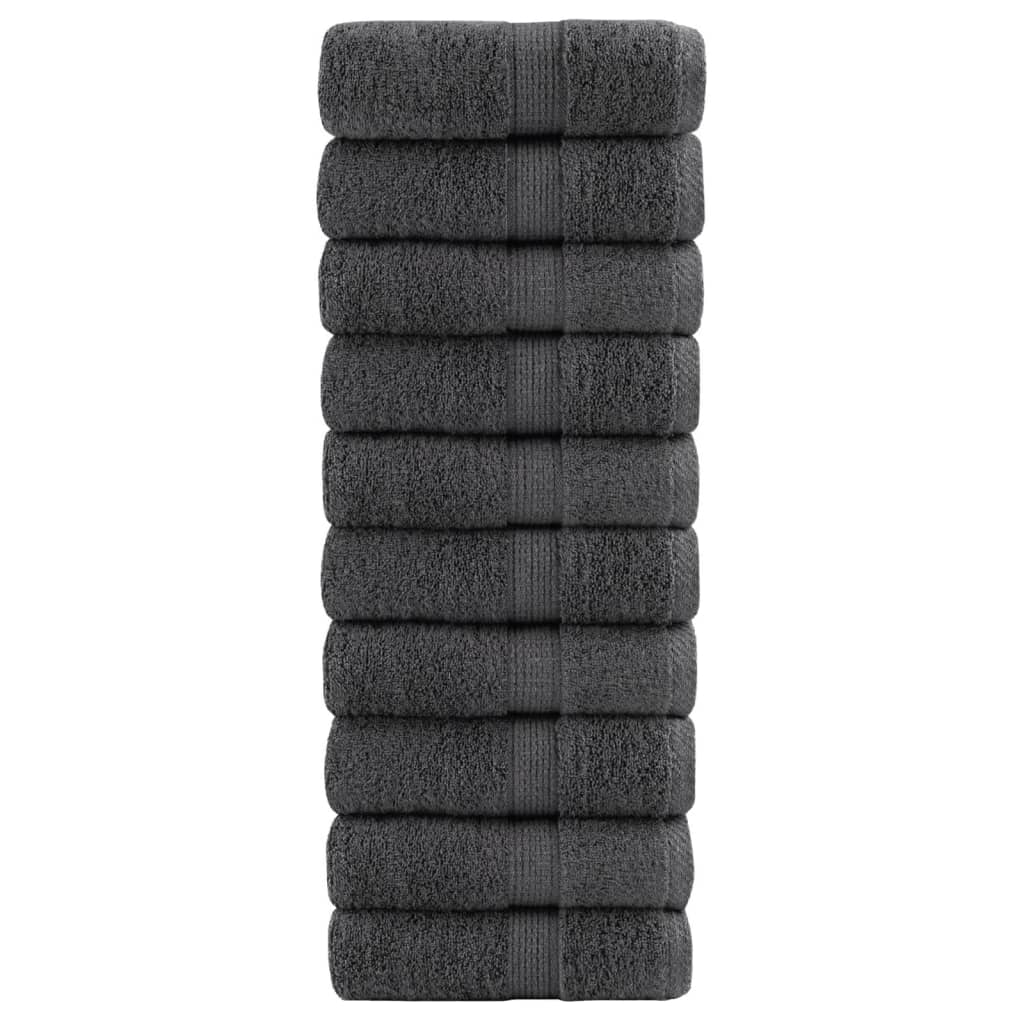 Toallas de baño premium SOLUND 10 uds antracita 30x30 cm 600 g/m²