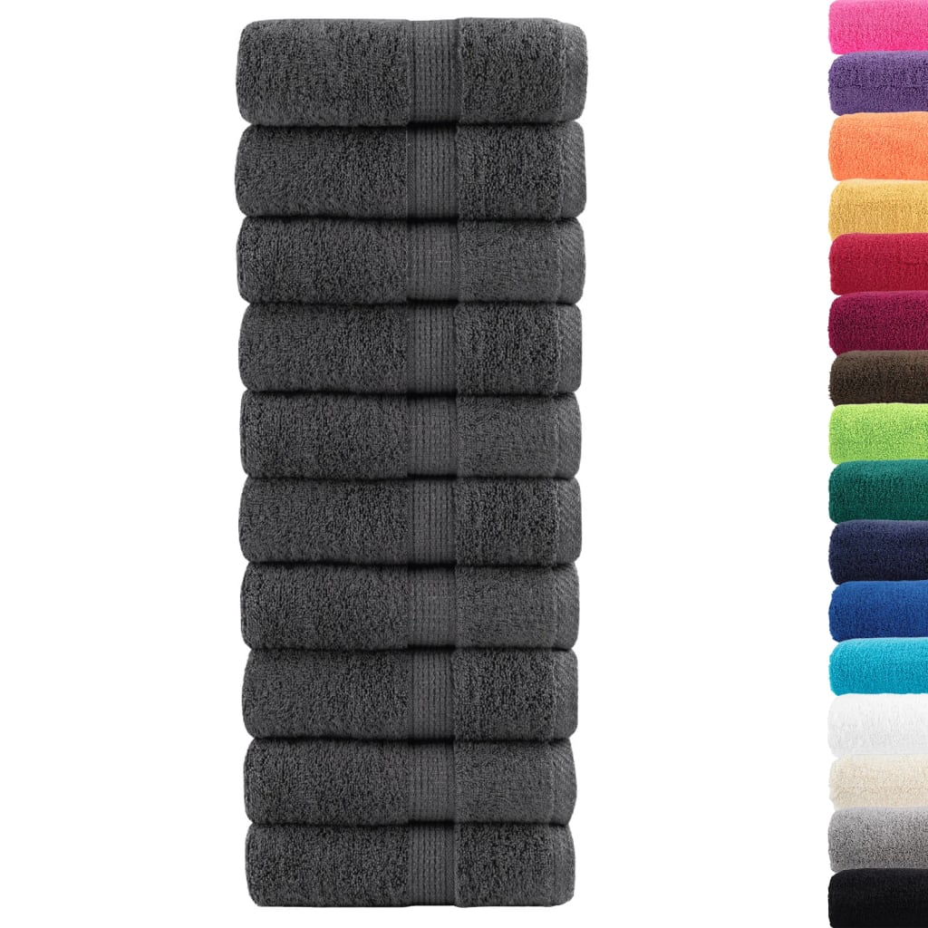 Toallas de baño premium SOLUND 10 uds antracita 30x30 cm 600 g/m²