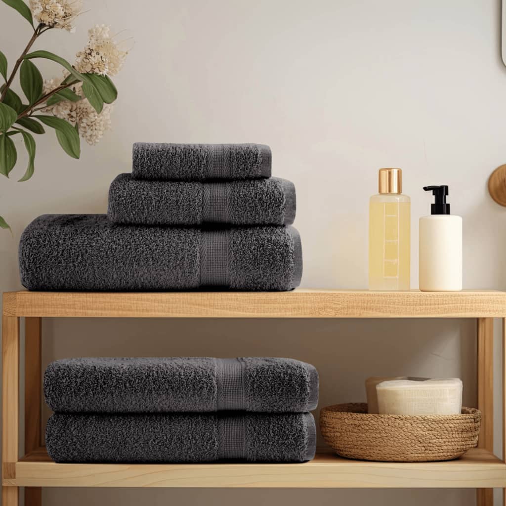 Toallas de baño premium SOLUND 10 uds antracita 30x30 cm 600 g/m²