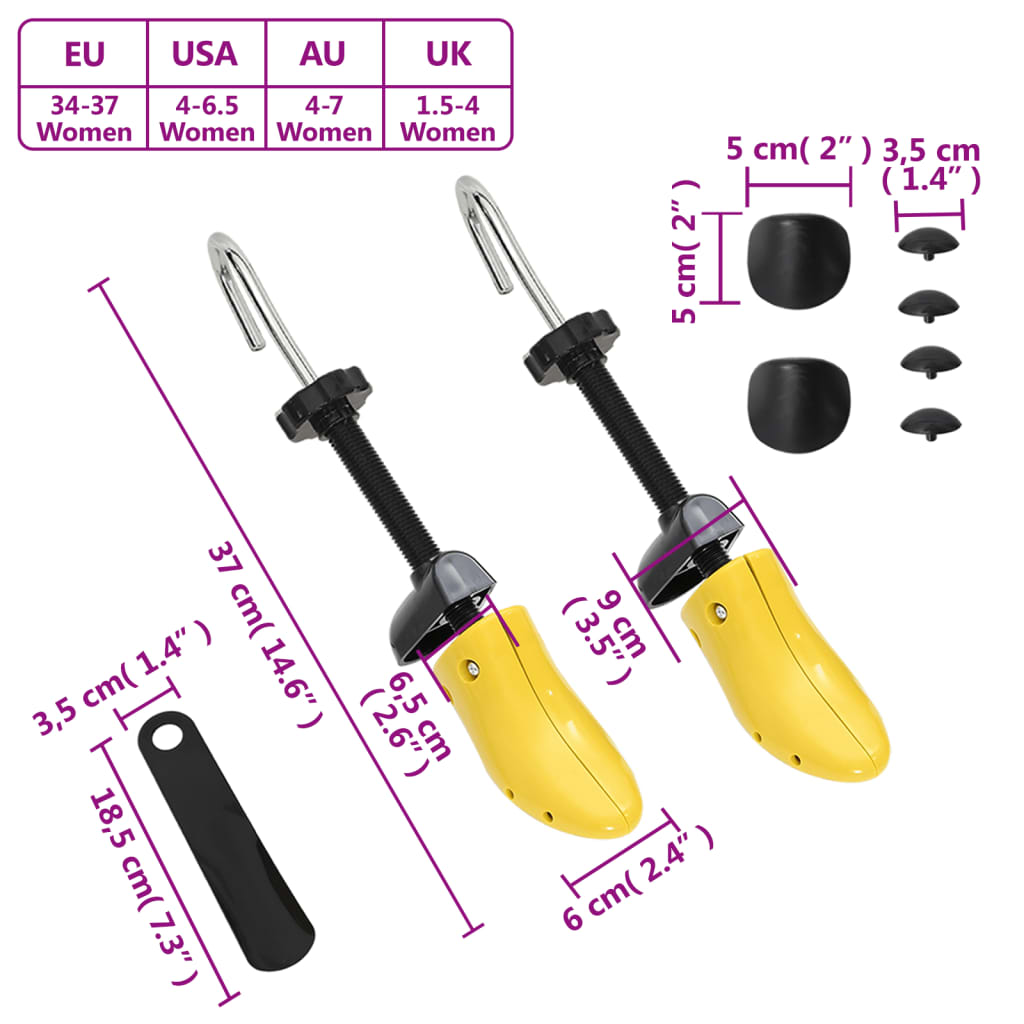 Ensanchadores de zapatos con horma plástico amarillo EU 34-37