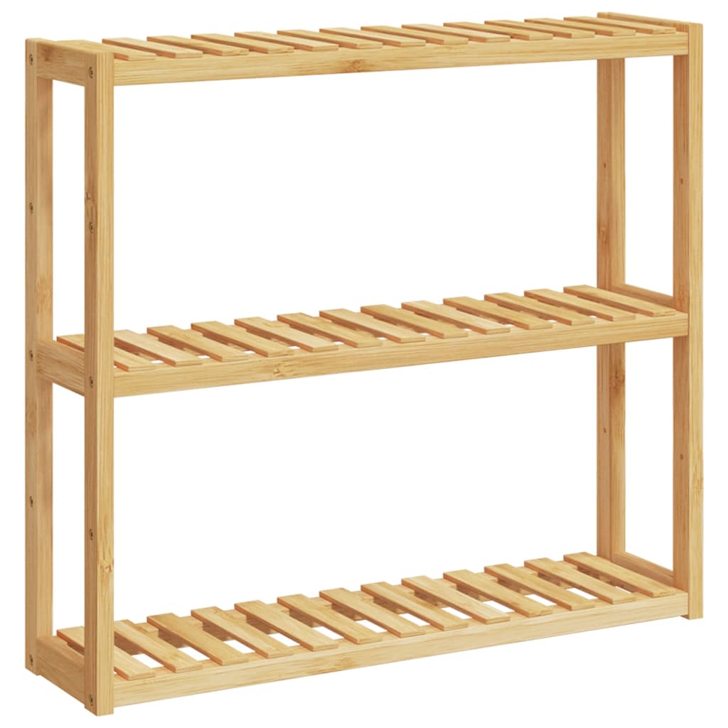 Estantería de pared para baño de 3 niveles bambú 60x15x54 cm