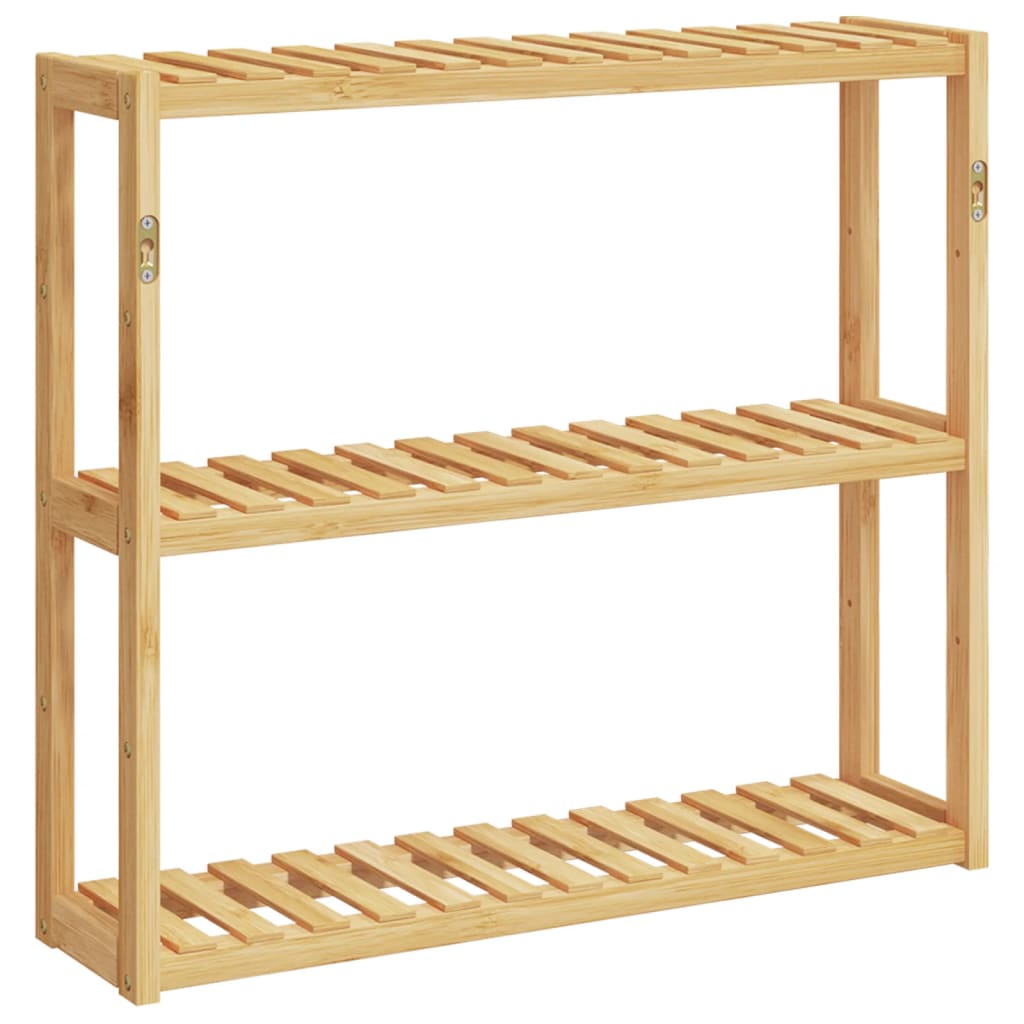 Estantería de pared para baño de 3 niveles bambú 60x15x54 cm