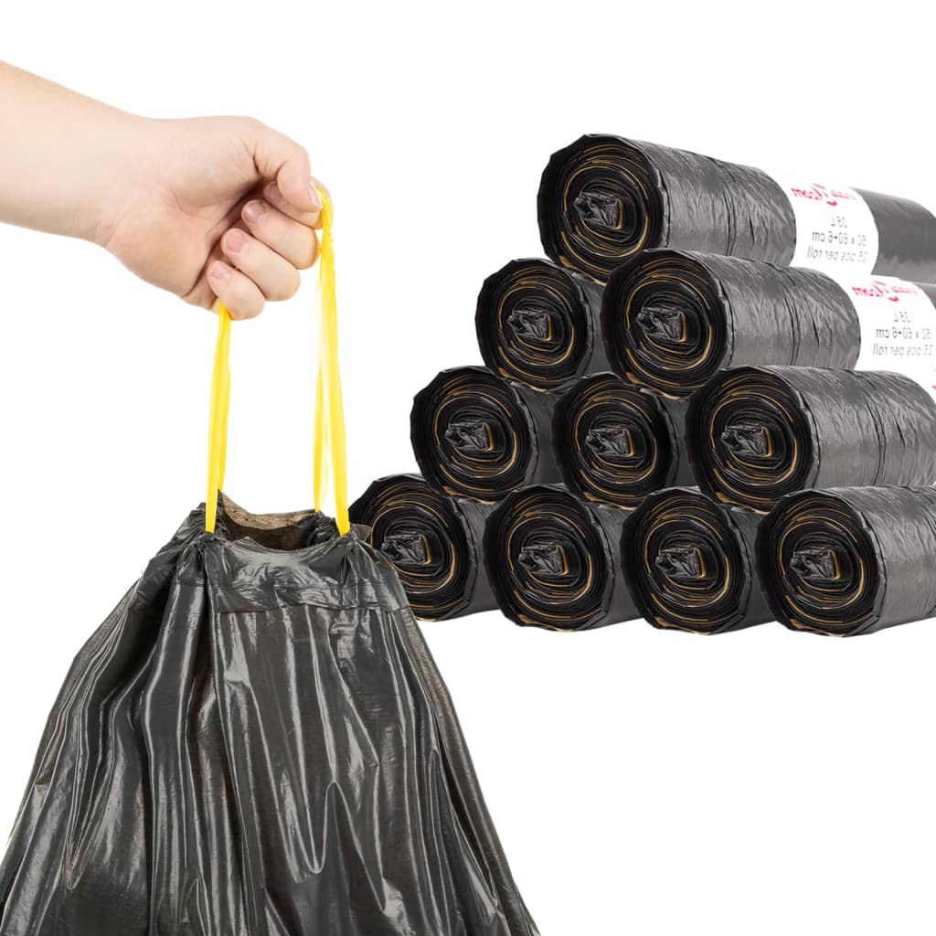 Bolsas de basura con cierre de cordón 150 unidades negras 240 l