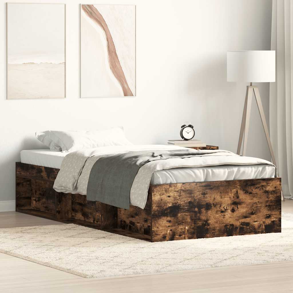 Cama sin colchón madera maciza de pino marrón cera 100x200 cm