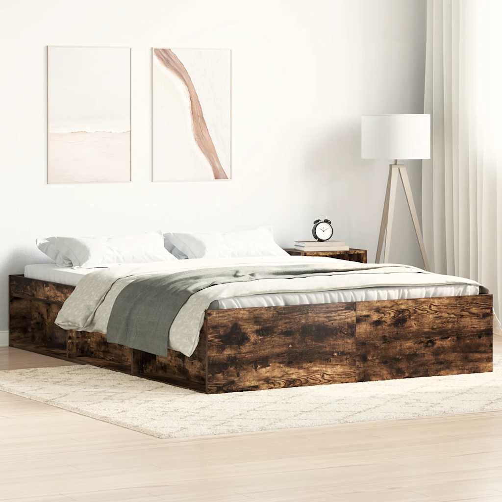 Cama sin colchón madera maciza de pino marrón cera 100x200 cm