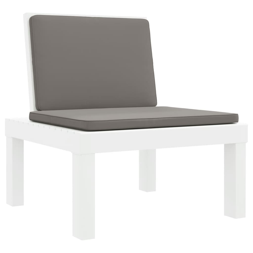 Juego de muebles de jardín 3 piezas con cojines PP blanco