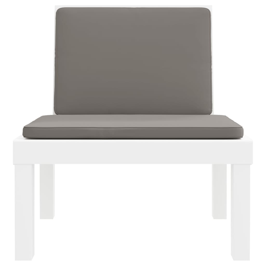 Juego de muebles de jardín 3 piezas con cojines PP blanco