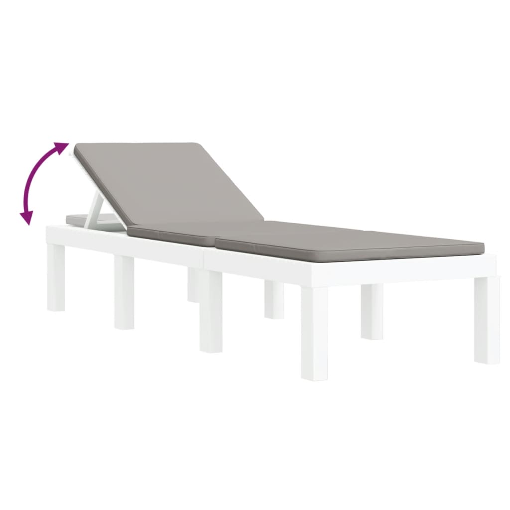 Juego de muebles de jardín 3 piezas con cojines PP blanco