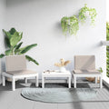 Juego de muebles de jardín 3 piezas con cojines PP blanco