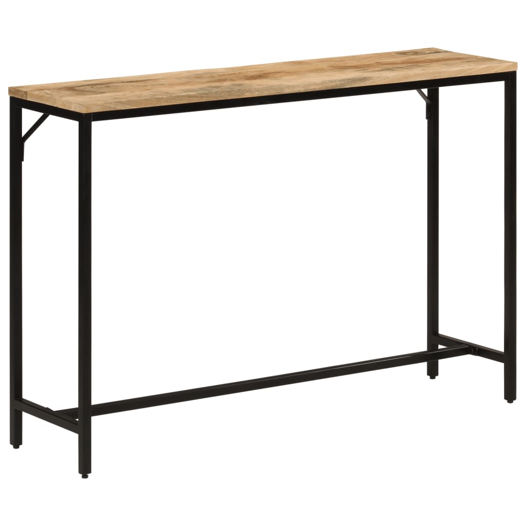 Mesa consola madera maciza mango rugosa y hierro 110x30x75 cm