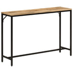 Mesa consola madera maciza mango rugosa y hierro 110x30x75 cm