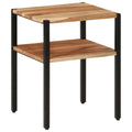 Mesa auxiliar de madera maciza acacia y hierro 35x35x45 cm