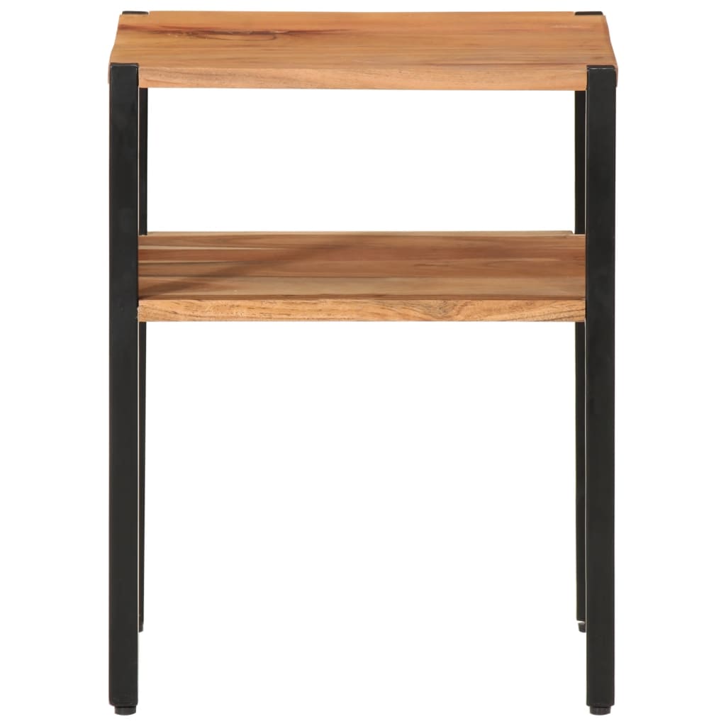 Mesa auxiliar de madera maciza acacia y hierro 35x35x45 cm