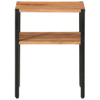 Mesa auxiliar de madera maciza acacia y hierro 35x35x45 cm