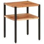 Mesa auxiliar de madera maciza acacia y hierro 35x35x45 cm