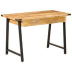 Escritorio con cajones madera mango maciza y hierro 105x55x70cm