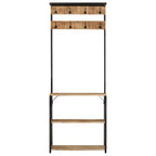 Perchero con zapatero madera maciza mango rugosa 68x30x182 cm