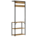 Perchero con zapatero madera maciza mango rugosa 68x30x182 cm