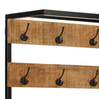 Perchero con zapatero madera maciza mango rugosa 68x30x182 cm