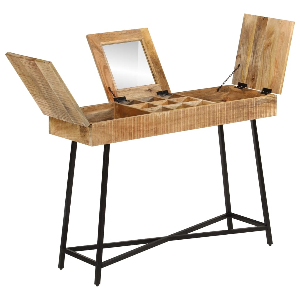 Mesa tocador madera maciza mango rugosa y hierro 105x35x75 cm