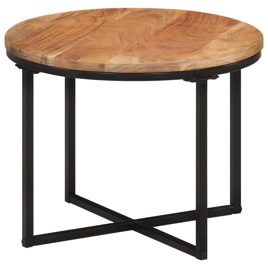 Mesa de centro de madera maciza de acacia y hierro 35x35x30 cm