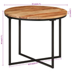Mesa de centro de madera maciza de acacia y hierro 35x35x30 cm