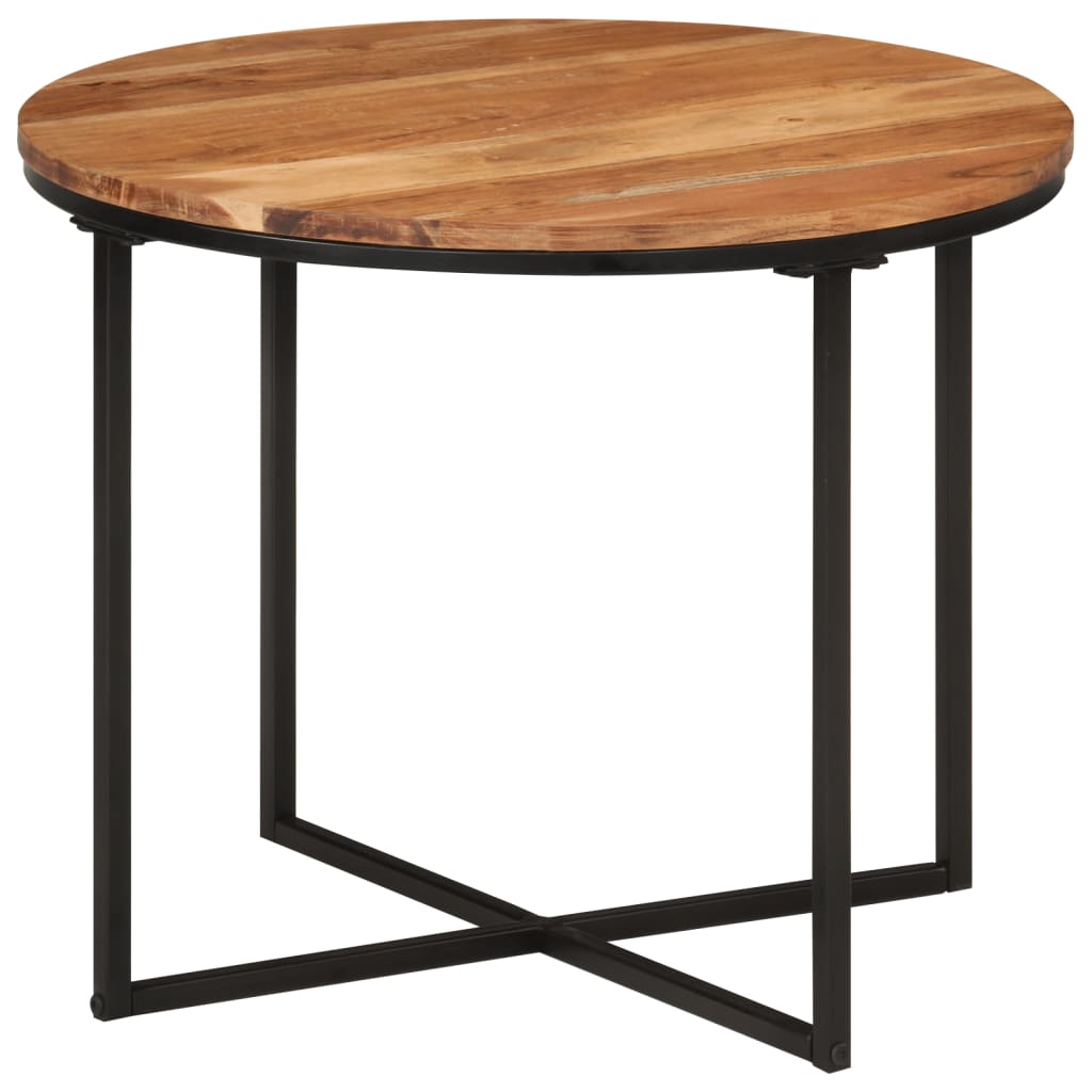 Mesa de centro de madera maciza de acacia y hierro 35x35x30 cm