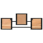 Perchero de pared madera maciza de acacia y hierro 90x1x35 cm