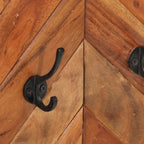 Perchero de pared madera maciza de acacia y hierro 90x1x35 cm