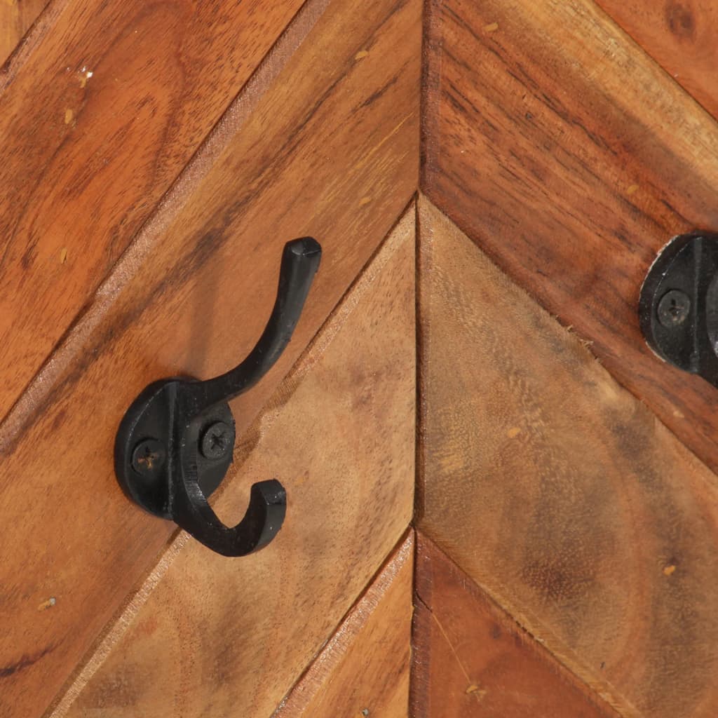 Perchero de pared madera maciza de acacia y hierro 90x1x35 cm
