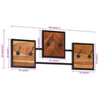 Perchero de pared madera maciza de acacia y hierro 90x1x35 cm