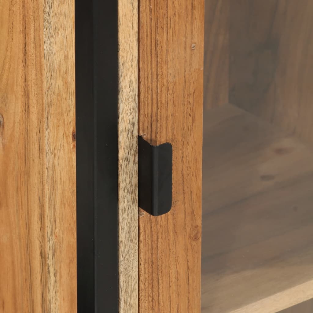 Mueble de baño madera maciza de acacia y hierro 40x30x90 cm