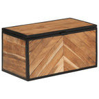 Caixa de arrumação em madeira maciça de acácia e ferro 60x30x30 cm