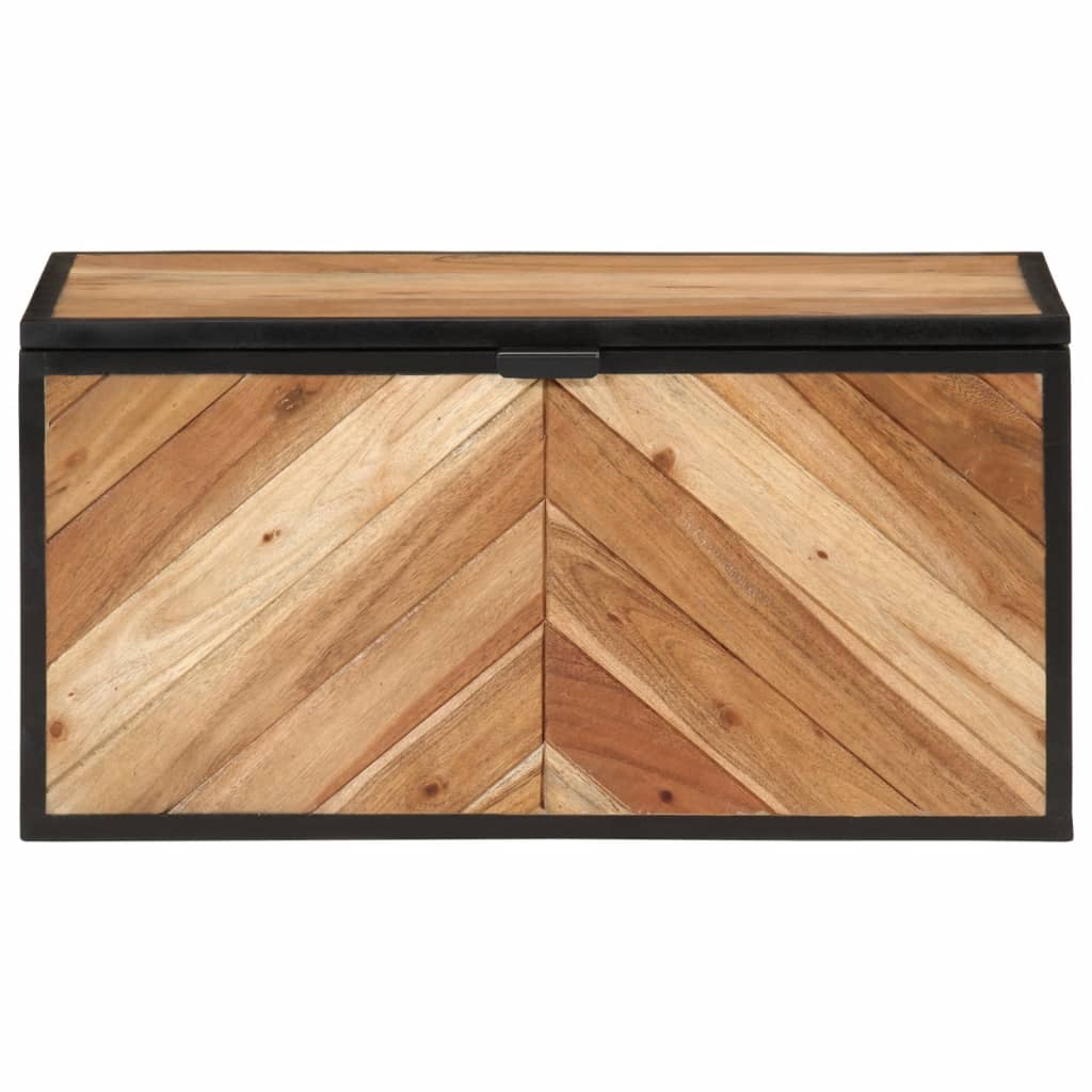 Caixa de arrumação em madeira maciça de acácia e ferro 60x30x30 cm