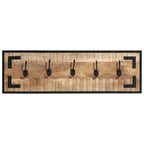 Percheros 2 uds madera maciza de mango rugosa 80x8x25 cm