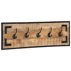 Percheros 2 uds madera maciza de mango rugosa 80x8x25 cm