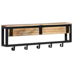 Perchero madera maciza de mango rugosa 87x10x27 cm
