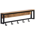 Perchero madera maciza de mango rugosa 87x10x27 cm