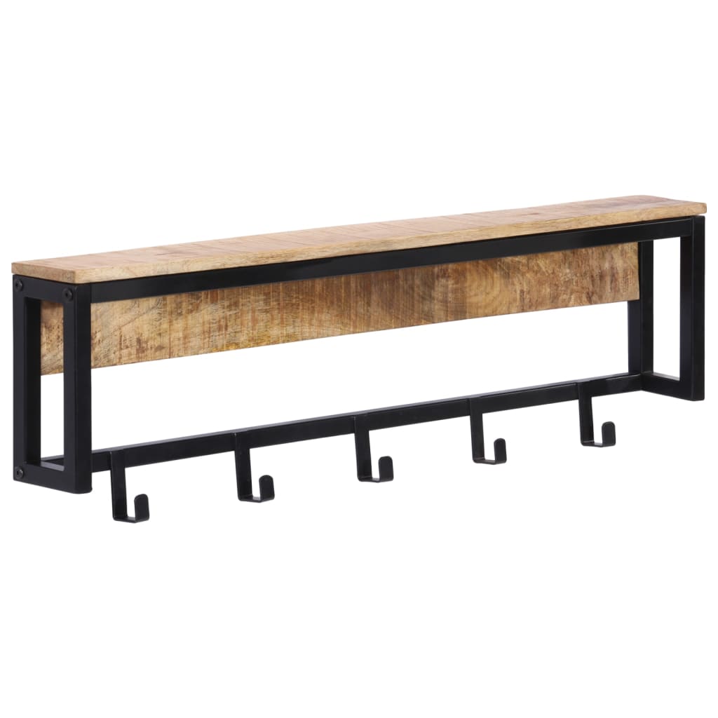 Perchero madera maciza de mango rugosa 87x10x27 cm
